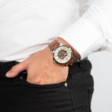 Fossil Grant Automatic White Dial Brown Leather Strap Watch for Men - ME3052 Buy Now By Fossil