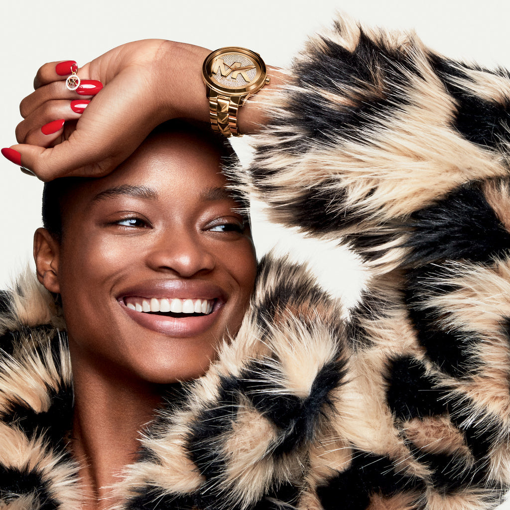 Michael Kors Runway Mercer Crystals Gold Dial Gold Steel Strap Watch For Women - MK6714 Buy Now By Michael Kors