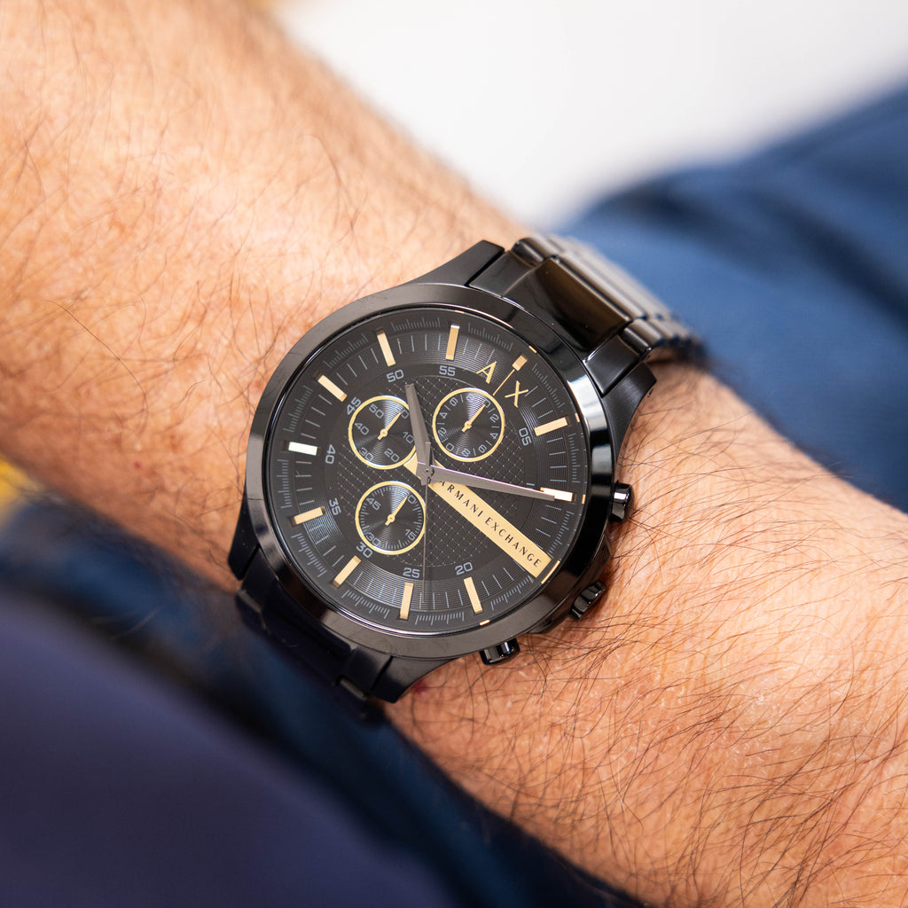 Armani Exchange Hampton Chronograph Black Dial Black Steel Strap Watch For Men - AX2164 Buy Now By Armani Exchange