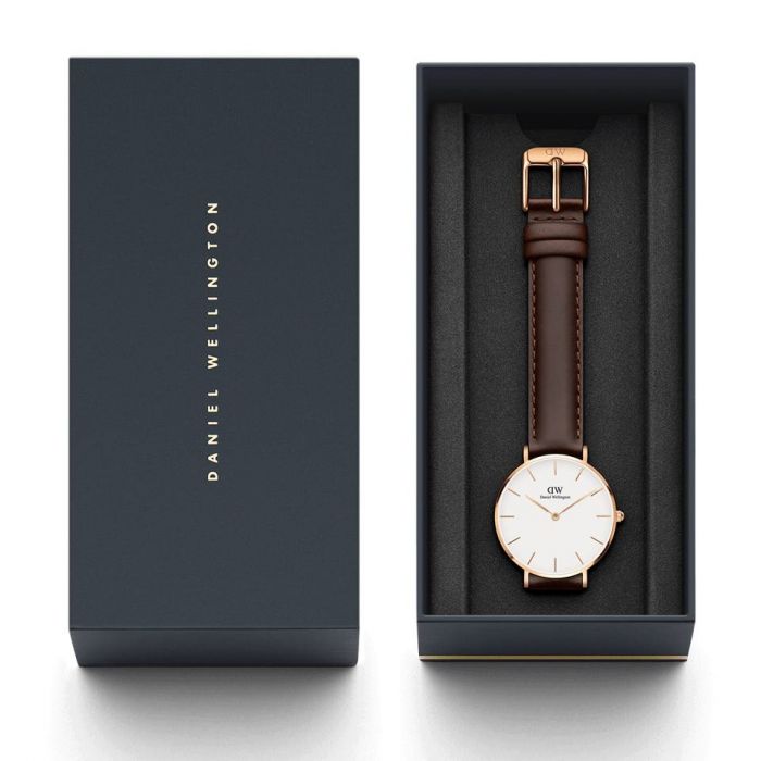 Daniel Wellington Classic Petite Bristol White Dial Brown Leather Strap Watch For Women - DW00100171 Buy Now By Daniel Wellington
