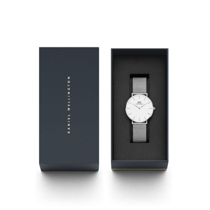 Daniel Wellington Petite Sterling Quartz White Dial Silver Mesh Bracelet Watch For Men - DW00100306 Buy Now By Daniel Wellington