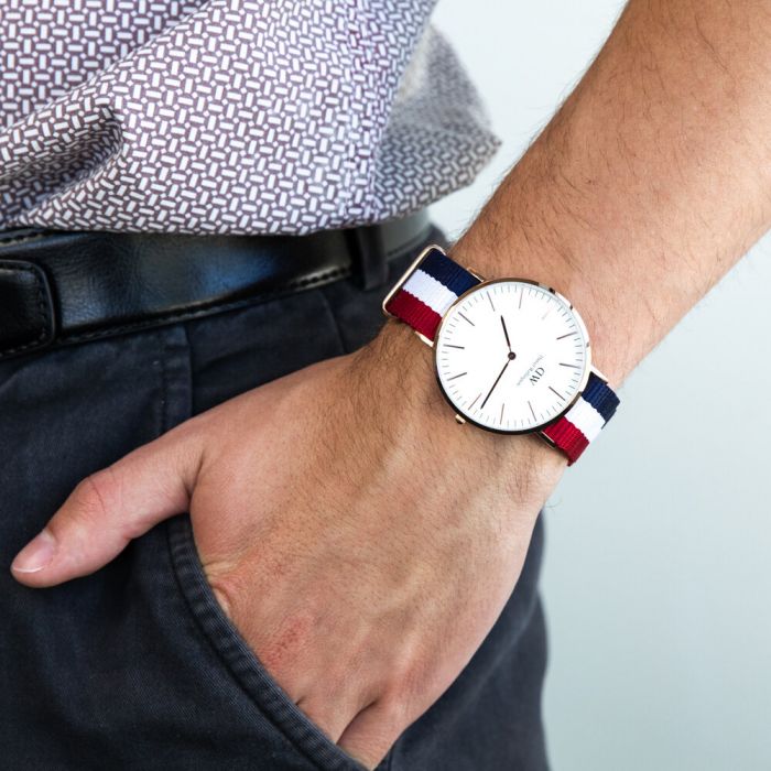 Daniel Wellington Classic Cambridge White Dial Two Tone NATO Strap Watch For Men - DW00100003 Buy Now By Daniel Wellington