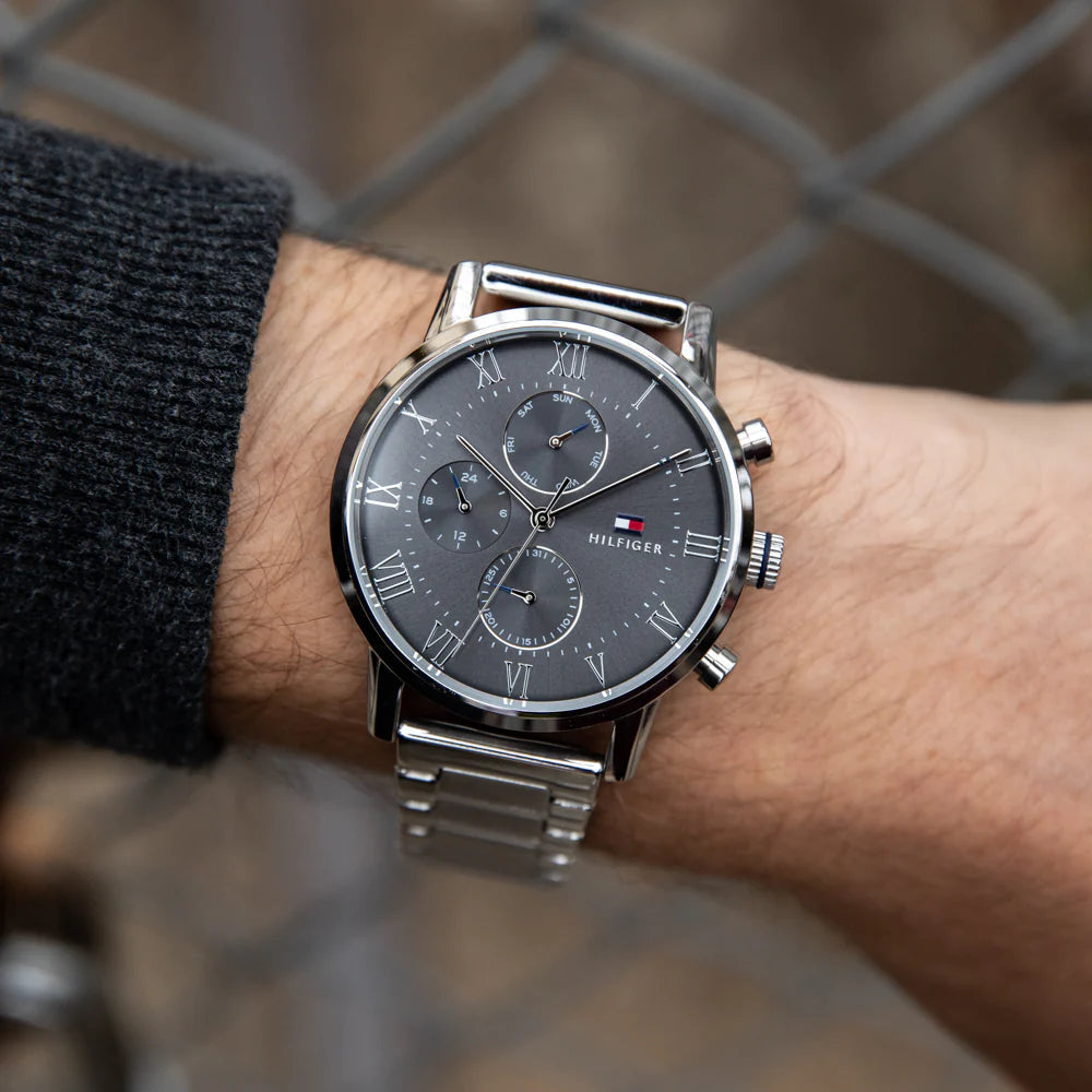 Tommy Hilfiger Kane Chronograph Grey Dial Silver Steel Strap Watch for Men - 1791397 Buy Now By Tommy Hilfiger