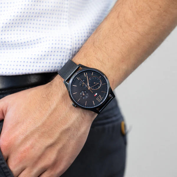 Tommy Hilfiger Damon Quartz Black Dial Black Mesh Bracelet Watch for Men - 1791420 Buy Now By Tommy Hilfiger