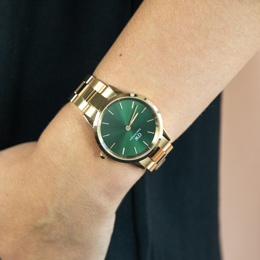 Daniel Wellington Iconic Link Emerald Green Dial Rose Gold Steel Strap Watch For Women - DW00100419 Buy Now By Daniel Wellington