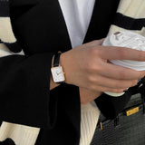 Daniel Wellington Quadro White Dial Black Leather Strap Watch For Women - DW00100434 Buy Now By Daniel Wellington