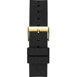 Guess Frontier Diamonds Gold Dial Black Rubber Strap Watch For Women - W1160L1 Buy Now By Guess