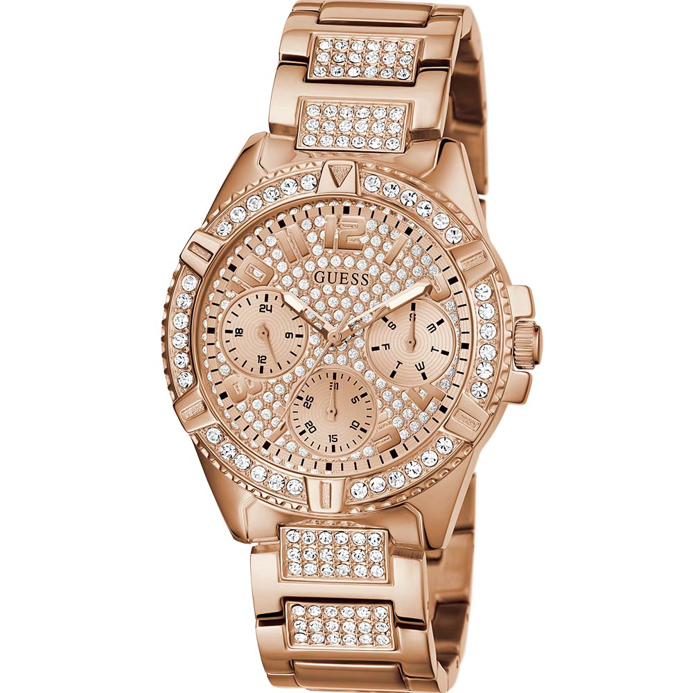 Guess Frontier Diamonds Rose Gold Dial Rose Gold Steel Strap Watch For Women - W1156L3 Buy Now By Guess