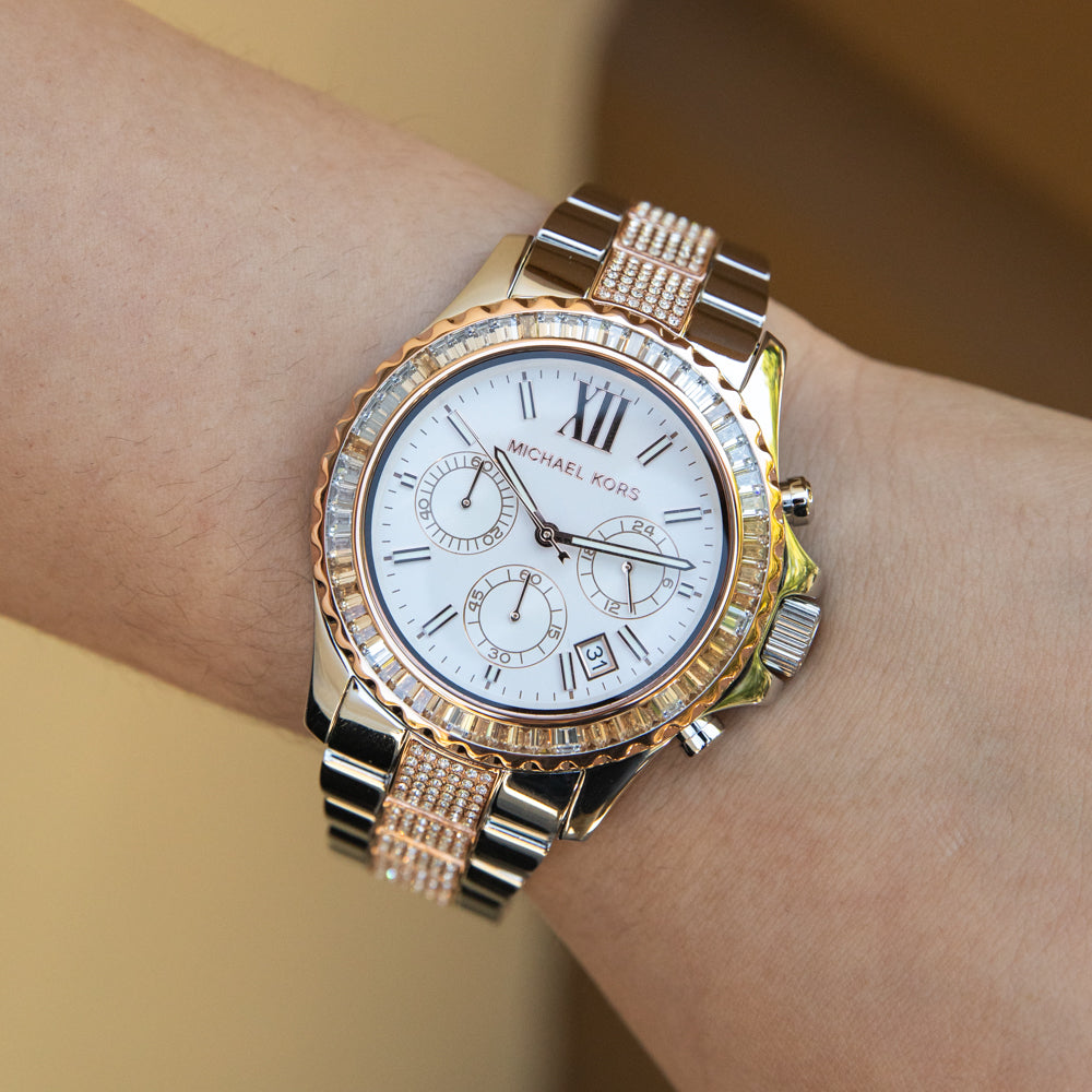 Michael Kors Everest Chronograph Silver Dial Two Tone Steel Strap Watch For Women - MK6975 Buy Now By Michael Kors