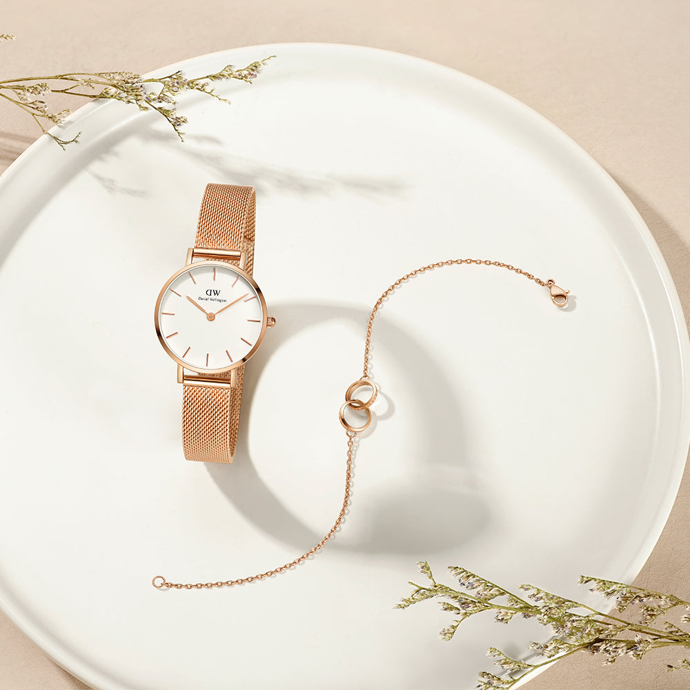 Daniel Wellington Classic Petite White Dial Rose Gold Mesh Bracelet Watch For Women - DW00100219 Buy Now By Daniel Wellington