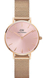 Daniel Wellington Petite Melrose Pink Dial Rose Gold Mesh Strap Watch For Women - DW00100367 Buy Now By Daniel Wellington