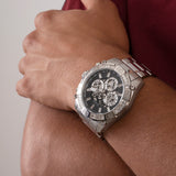 Guess Trophy Chronograph Diamonds Black Dial Silver Steel Strap Watch for Men - GW0390G1 Buy Now By Guess