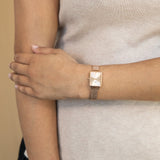 Daniel Wellington Quadro Unitone Rose Gold Dial Rose Gold Mesh Strap Watch For Women - DW00100484 Buy Now By Daniel Wellington