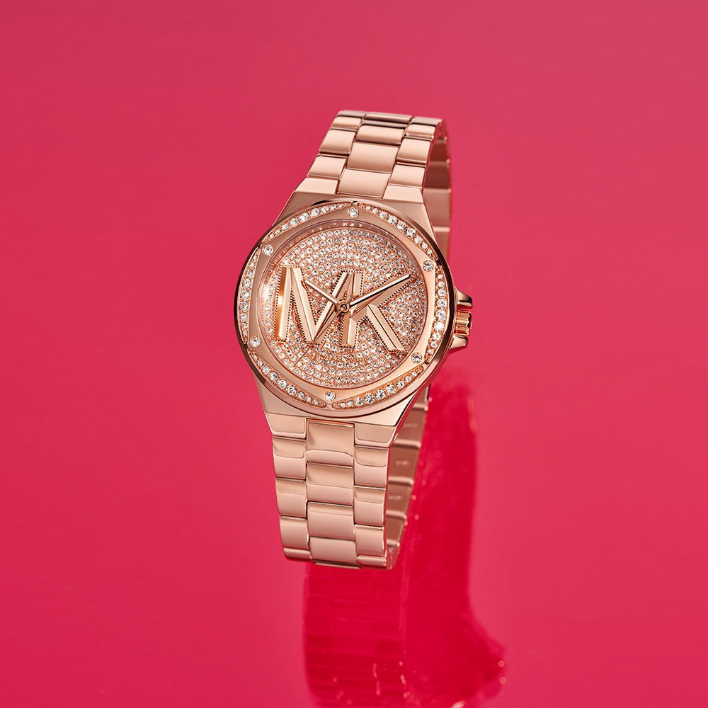Michael Kors Lennox Three Hand Rose Gold Dial Rose Gold Steel Strap Watch For Women - MK7230 Buy Now By Michael Kors