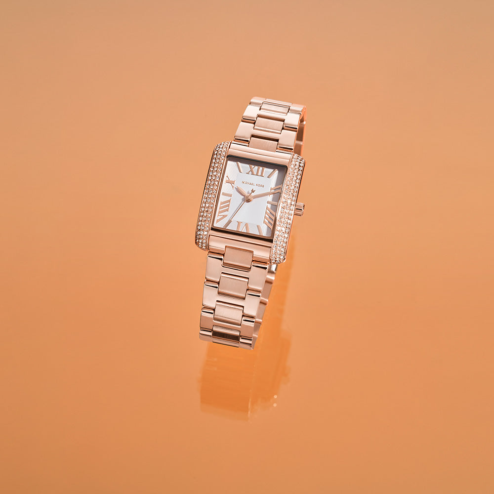 Michael Kors Emery Three-Hand Crystals Silver Dial Rose Gold Steel Strap Watch for Women - MK4641 Buy Now By Michael Kors