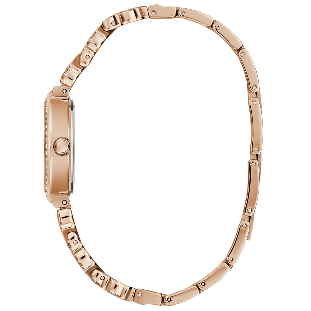 Guess Crystal Clear Rose Gold Dial Rose Gold Steel Strap Watch for Women - GW0470L3 Buy Now By Guess