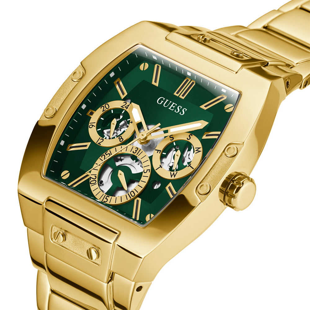 Guess Phoenix Multi Function Green Dial Gold Steel Strap Watch for Men - GW0456G3 Buy Now By Guess