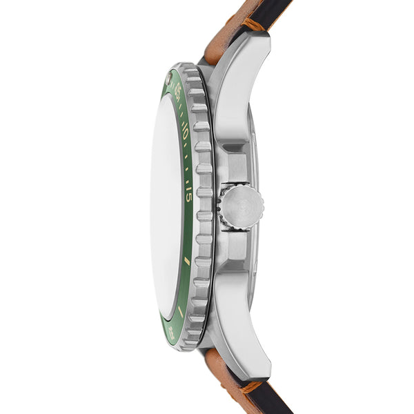 Fossil Dillinger Luggage Chronograph Green Dial Brown Leather Strap Watch for Men - FS5734 Buy Now By Fossil