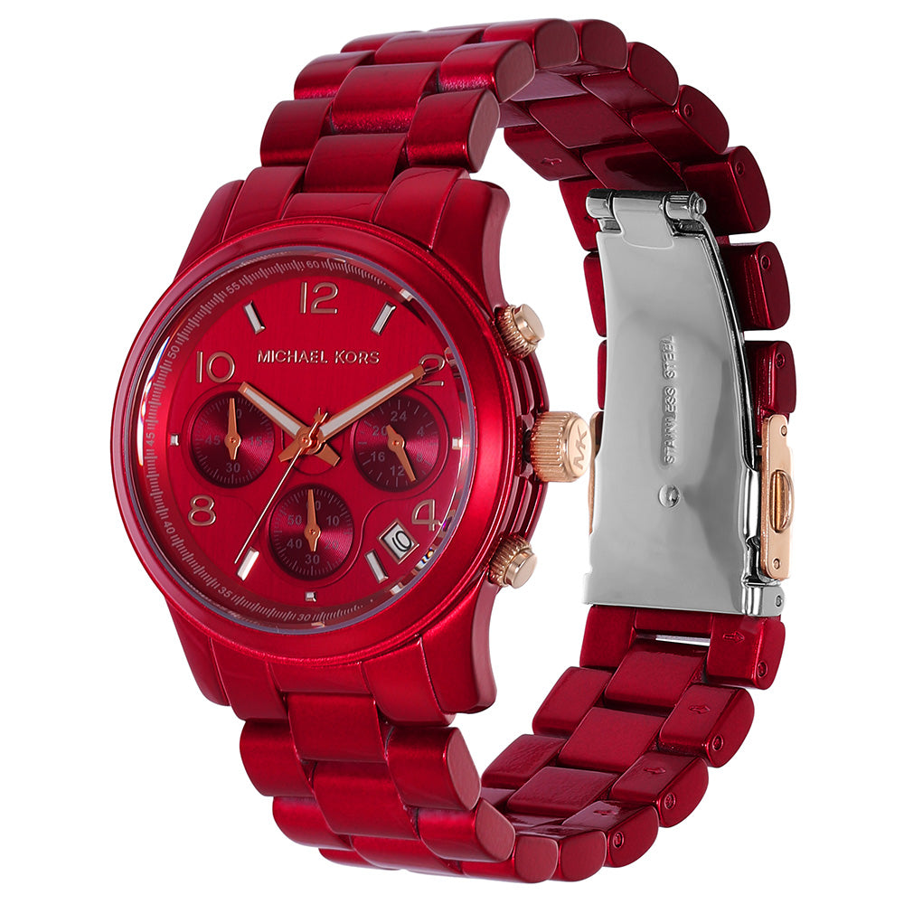 Michael Kors Runway Analog Chronograph Red Dial Red Steel Strap Watch for Women - MK7436 Buy Now By Michael Kors