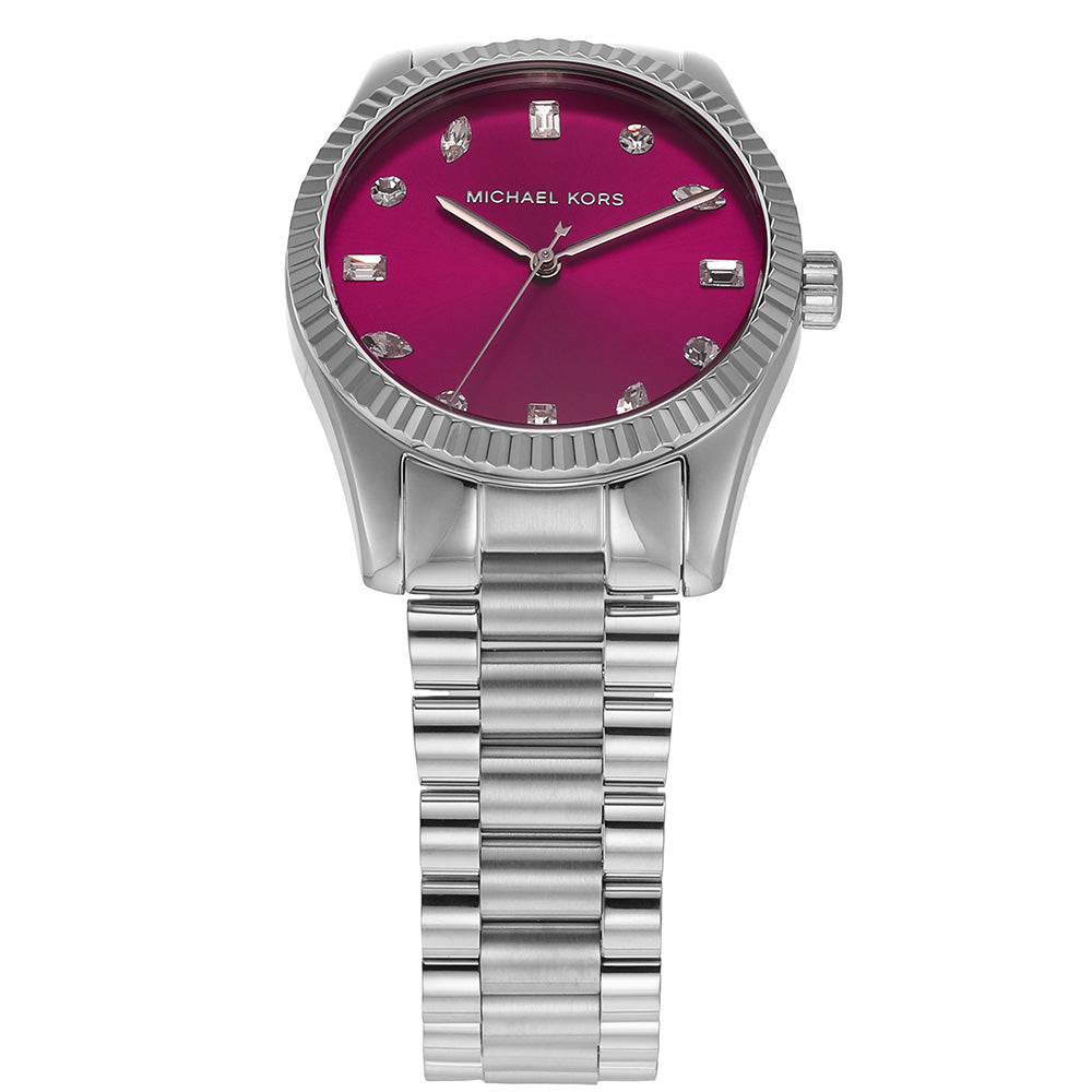 Michael Kors Lexington Three-Hand Pink Dial Silver Steel Strap Watch For Women - MK7443 Buy Now By Michael Kors