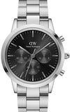 Daniel Wellington Iconic Chronograph Link Black Dial Silver Steel Strap Watch For Men - DW00100645 Buy Now By Daniel Wellington