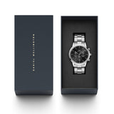 Daniel Wellington Iconic Chronograph Link Black Dial Silver Steel Strap Watch For Men - DW00100645 Buy Now By Daniel Wellington