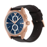 Emporio Armani Claudio Chronograph Blue Dial Brown Leather Strap Watch For Men - AR11554 Buy Now By Emporio Armani