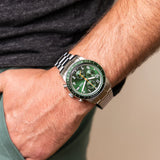 Fossil Sport Tourer Chronograph Green Dial Silver Steel Strap Watch for Men - FS6048 Buy Now By Fossil