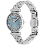 Emporio Armani Gianni T-Bar Quartz Blue Dial Silver Steel Strap Watch For Women - AR11594 Buy Now By Emporio Armani