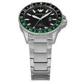 Emporio Armani Sea Explorer GMT Quartz Black Dial Silver Steel Strap Watch For Men - AR11589 Buy Now By Emporio Armani