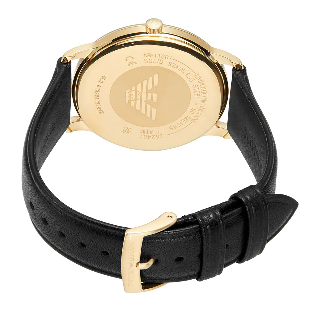 Emporio Armani Renato Quartz Grey Dial Black Leather Strap Watch For Men - AR11049 Buy Now By Emporio Armani