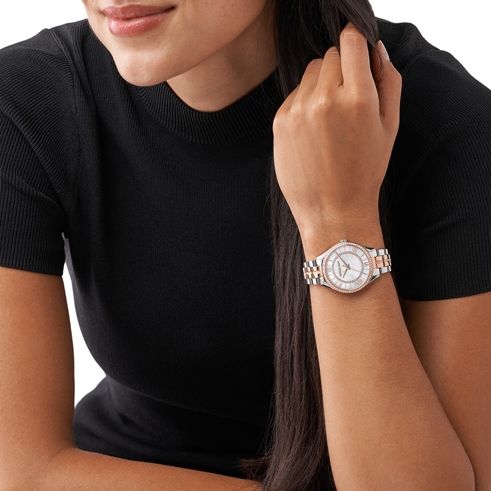 Michael Kors Lauryn Mother of Pearl Dial Two Tone Steel Strap Watch For Women - MK3979 Buy Now By Michael Kors