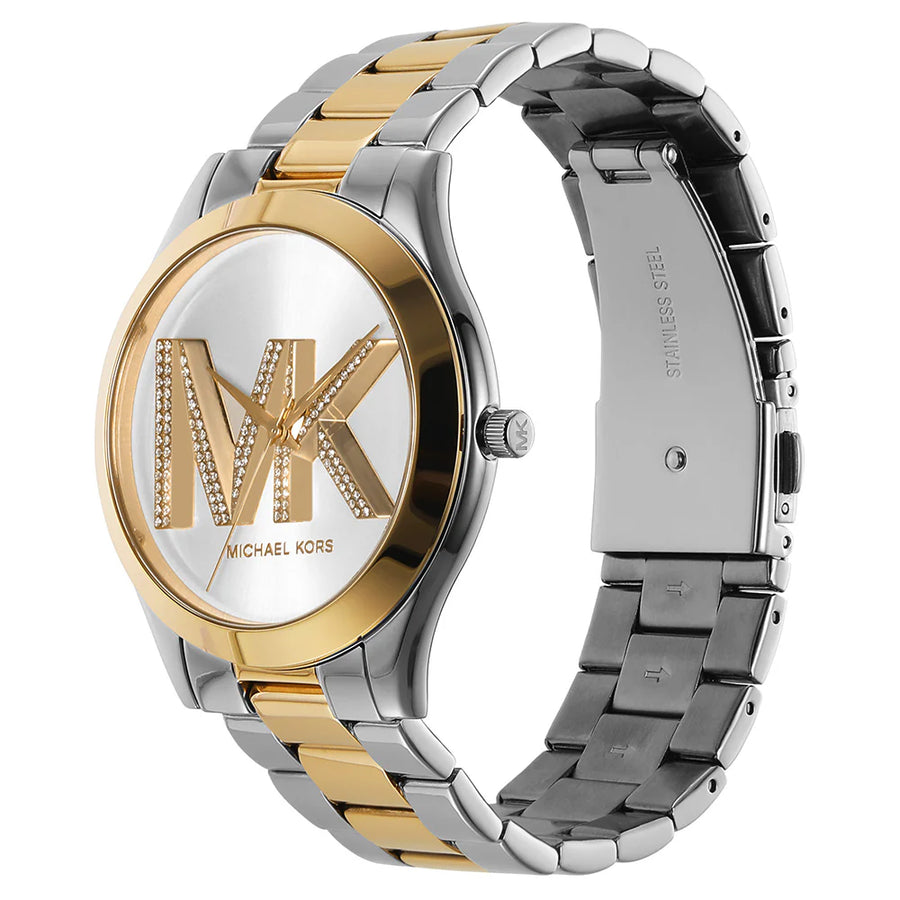 Michael Kors Slim Runway Three Hand Silver Dial Two Tone Steel Strap Watch For Women - MK4735 Buy Now By Michael Kors