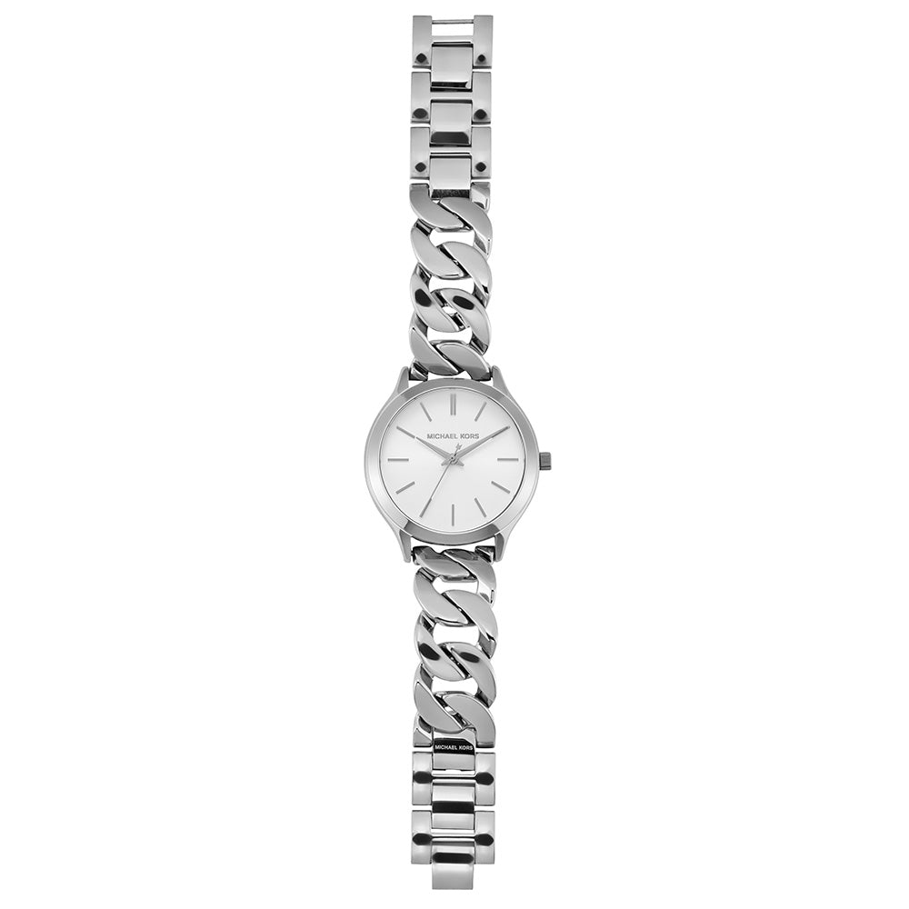 Michael Kors Runway Three-Hand Silver Dial Silver Steel Strap Watch for Women - MK7474 Buy Now By Michael Kors