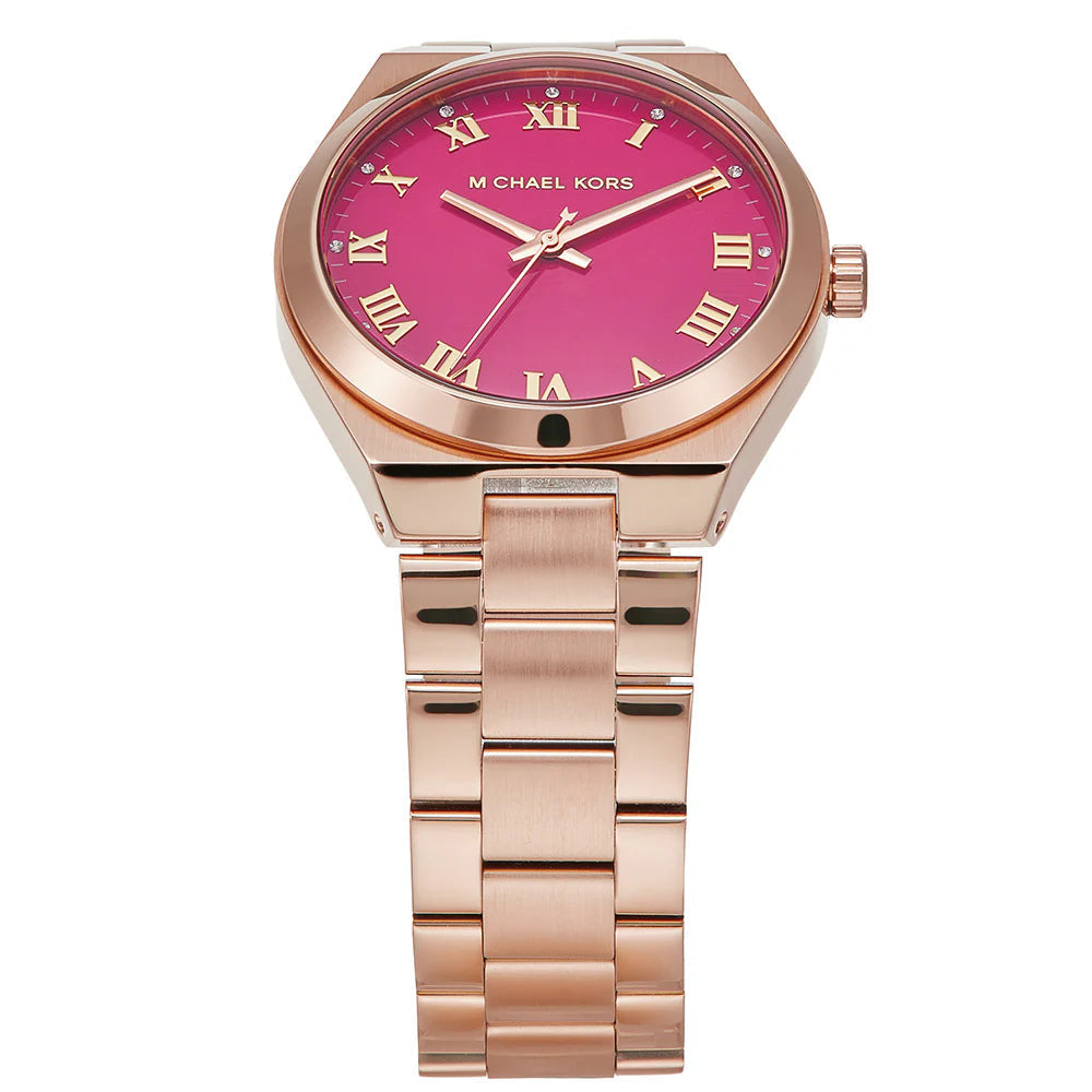 Michael Kors Lennox Analog Pink Dial Rose Gold Steel Strap Watch for Women - MK7462 Buy Now By Michael Kors