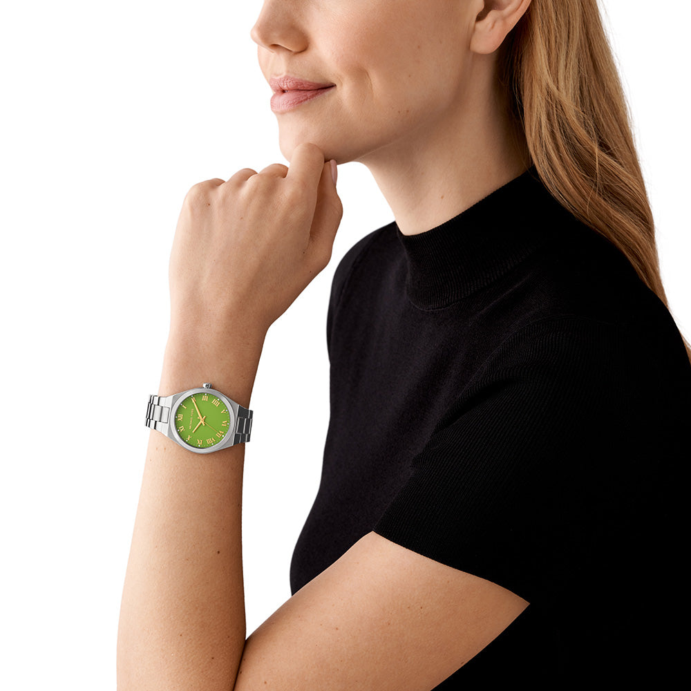 Michael Kors Lennox Three-Hand Green Dial Silver Steel Strap Watch for Women - MK7463 Buy Now By Michael Kors