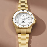 Fossil Blue Dive Three Hand White Dial Gold Steel Strap Watch For Women - ES5350 Buy Now By Fossil