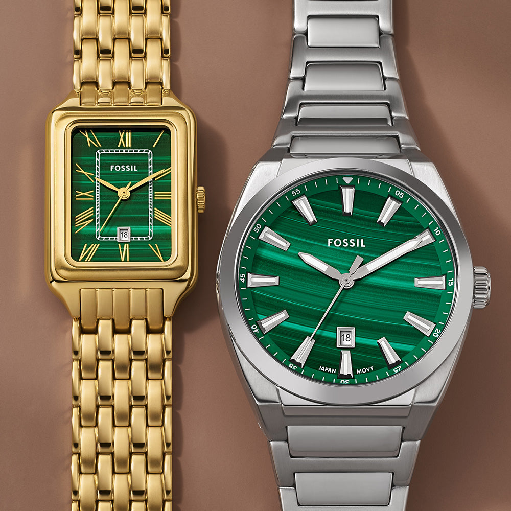 Fossil Raquel Three Hand Date Green Dial Gold Steel Strap Watch For Women - ES5341 Buy Now By Fossil