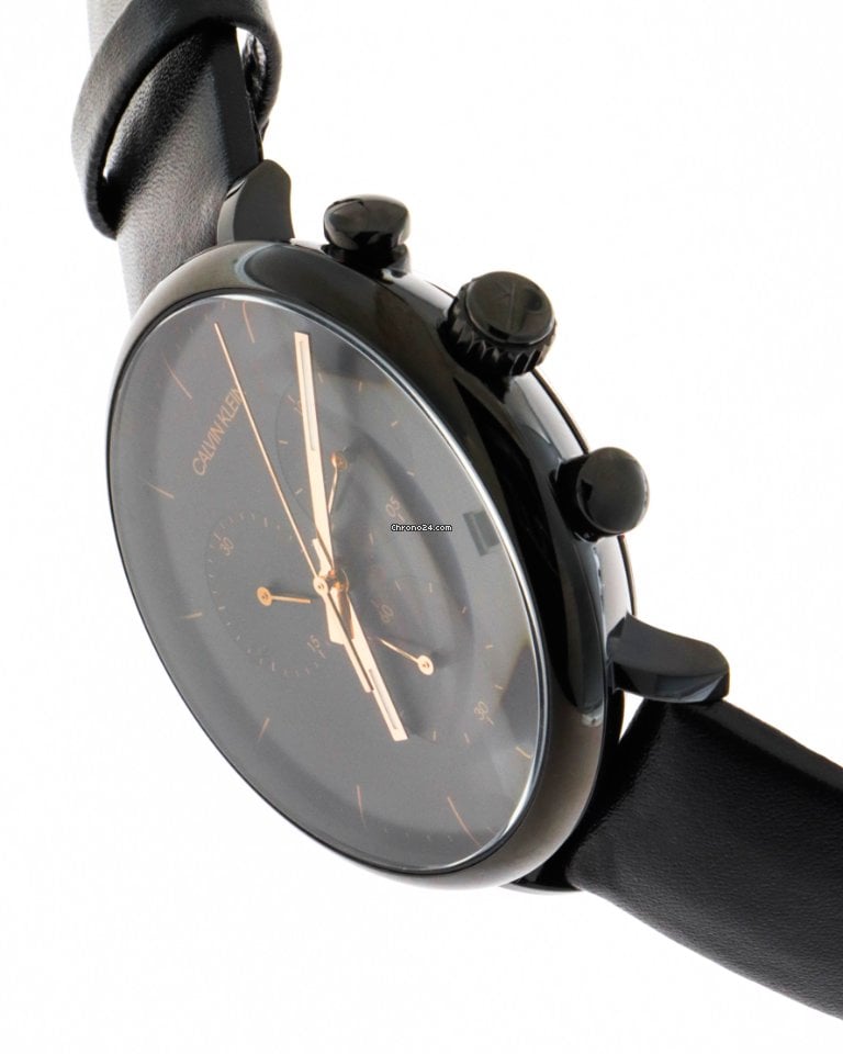 Calvin Klein High Noon Black Dial Black Leather Strap Watch for Men - K8M274CB Buy Now By Calvin Klein