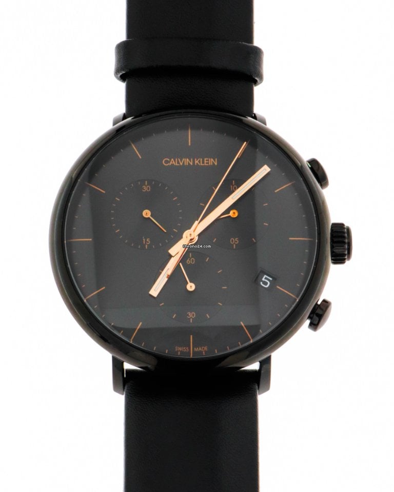 Calvin Klein High Noon Black Dial Black Leather Strap Watch for Men - K8M274CB Buy Now By Calvin Klein