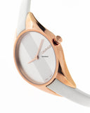 Calvin Klein Rebel White Grey Dial White Leather Strap Watch for Women - K8P236L6 Buy Now By Calvin Klein