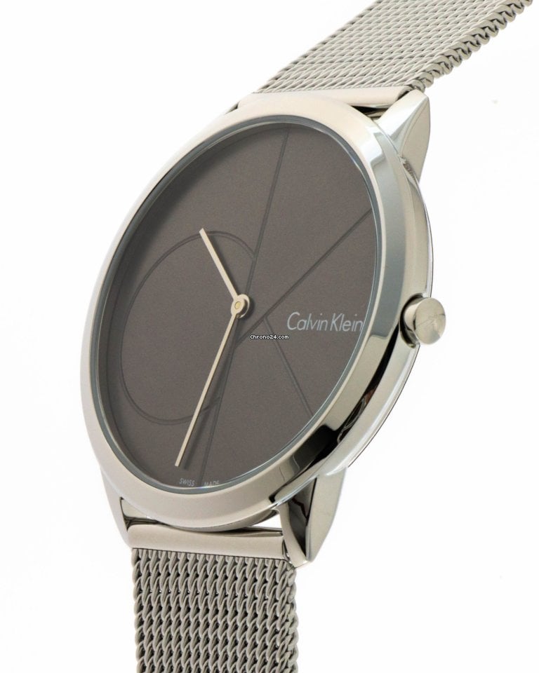 Calvin Klein Minimal Black Dial Silver Mesh Bracelet Watch for Men - K3M21123 Buy Now By Calvin Klein