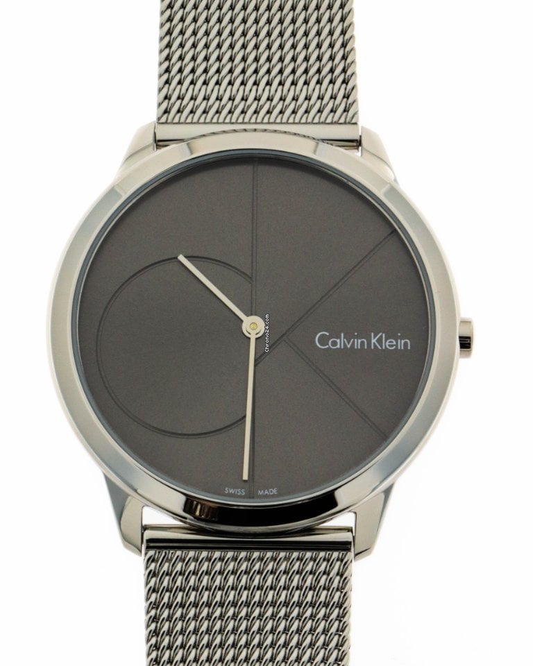 Calvin Klein Minimal Black Dial Silver Mesh Bracelet Watch for Men - K3M21123 Buy Now By Calvin Klein
