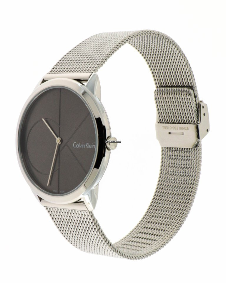 Calvin Klein Minimal Black Dial Silver Mesh Bracelet Watch for Women - K3M22123 Buy Now By Calvin Klein