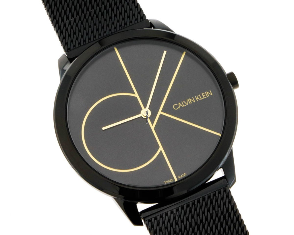 Calvin Klein Minimal Black Dial Black Mesh Bracelet Watch for Men - K3M214X1 Buy Now By Calvin Klein