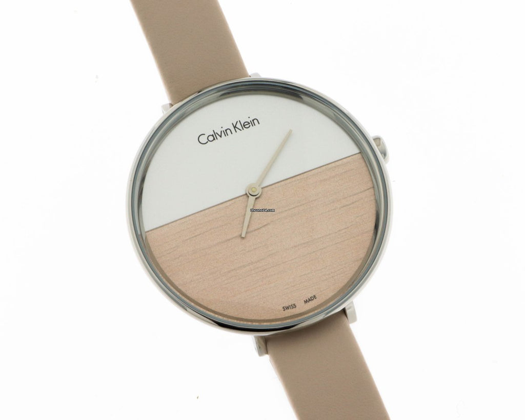Calvin Klein Rise White Beige Dial Beige Leather Strap Watch for Women - K7A231XH Buy Now By Calvin Klein