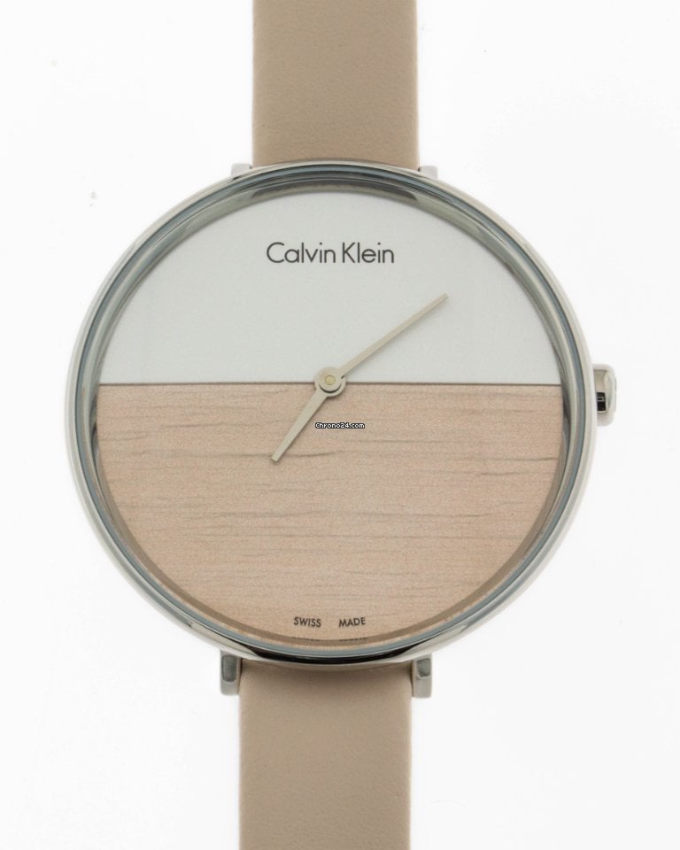 Calvin Klein Rise White Beige Dial Beige Leather Strap Watch for Women - K7A231XH Buy Now By Calvin Klein