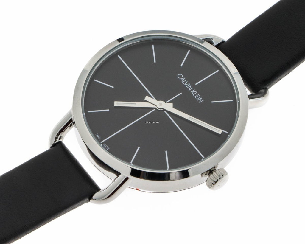 Calvin Klein Even Black Dial Black Leather Strap Watch for Women - K7B231CZ Buy Now By Calvin Klein