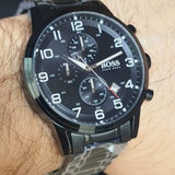Hugo Boss Chronograph Black Dial Black Steel Strap Watch for Men - 1513180 Buy Now By Hugo Boss