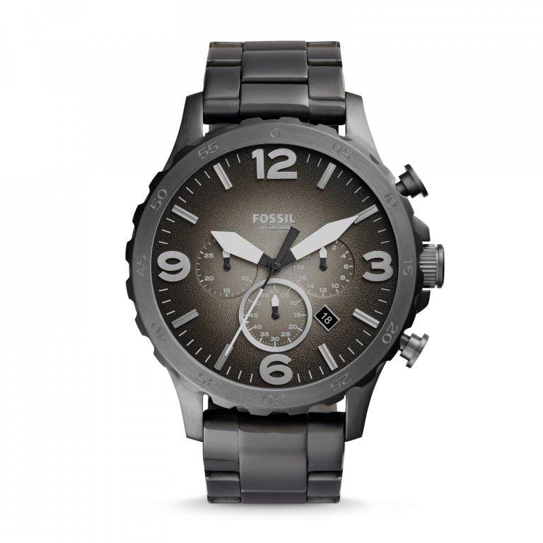 Fossil Nate Chronograph Gunmetal Dial Grey Steel Strap Watch for Men - JR1437 Buy Now By Fossil